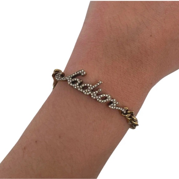 Dior NWT j’adior bronzed gold plated crystal bracelet; comes with much - Picture 1 of 5